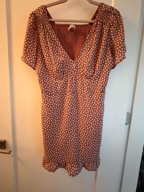 Abercrombie & Fitch Brown Polka Dot V-Neck Mini Dress